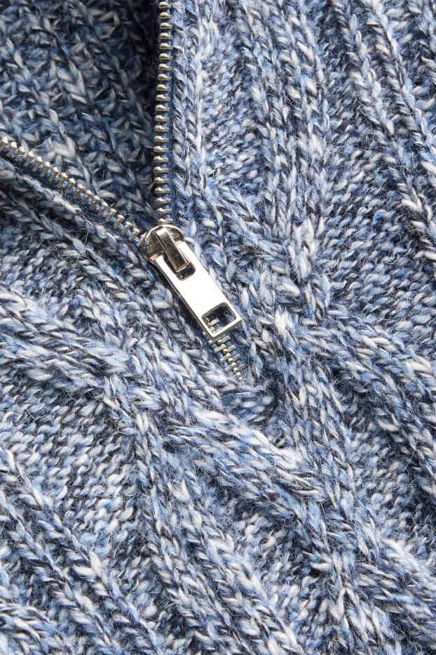 Men - Jumper - cable knit pattern - blue-melange