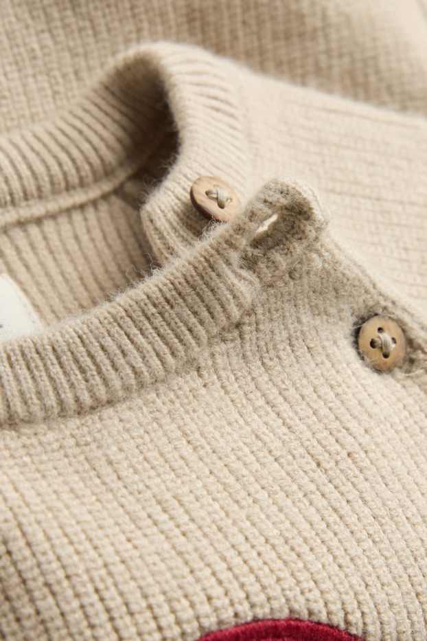 Baby: jongens - Kerstman - babykerstoutfit - 2-delig - beige
