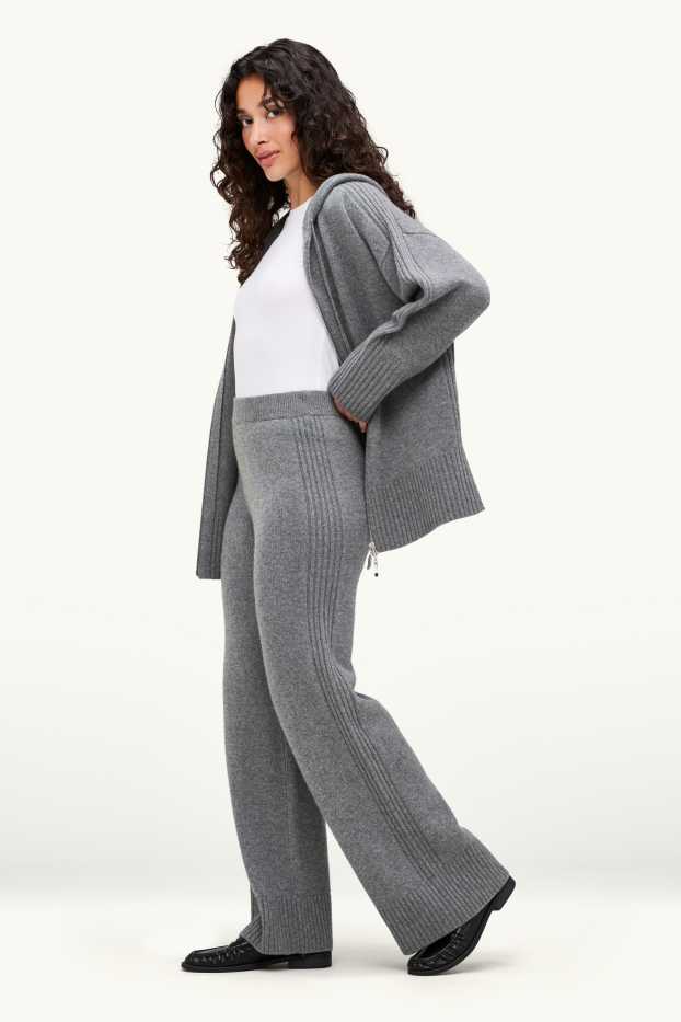 Damen - Jogginghose mit Kaschmir-Anteil - Woll-Mix - grau-melange