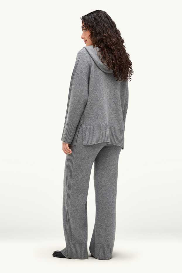 Damen - Jogginghose mit Kaschmir-Anteil - Woll-Mix - grau-melange