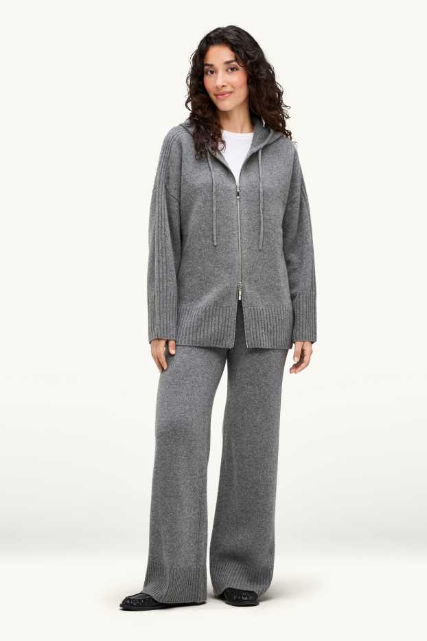 Damen - Jogginghose mit Kaschmir-Anteil - Woll-Mix - grau-melange
