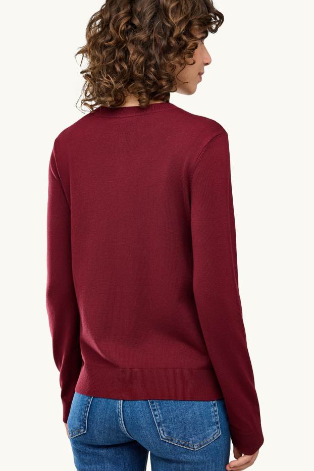 Damen - Strickjacke - dunkelrot