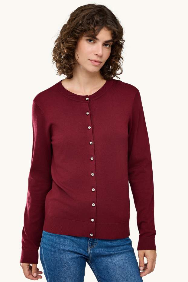 Damen - Strickjacke - dunkelrot
