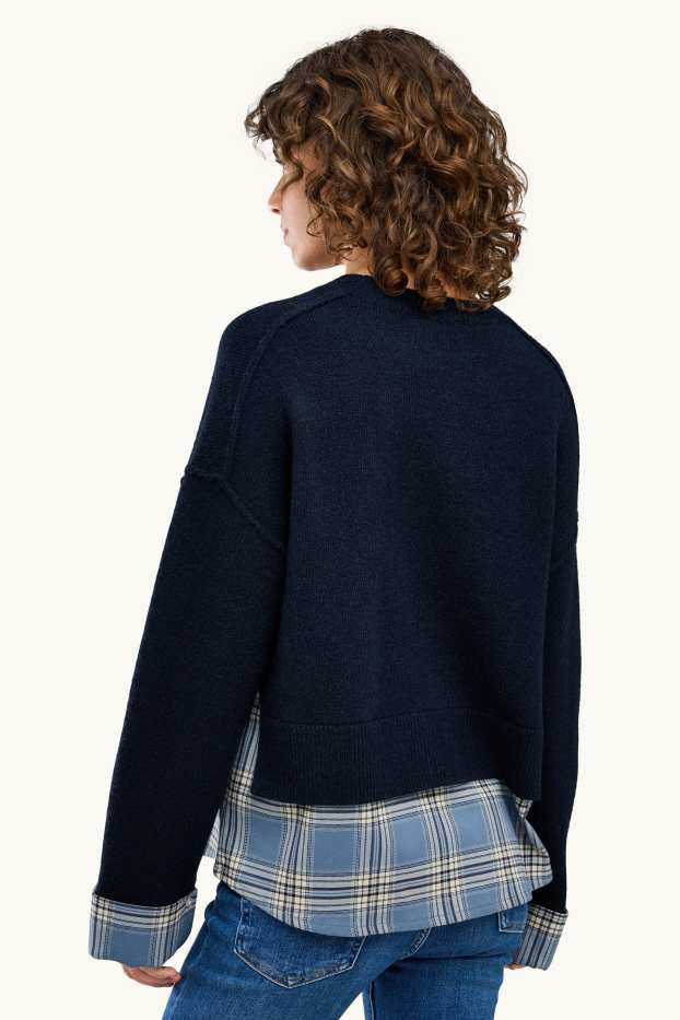 Donna - Maglione - effetto sovrapposto - blu