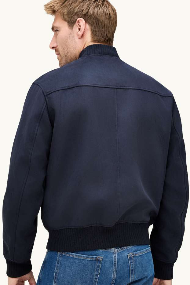Hommes - Blouson aviateur - faux suède - bleu foncé