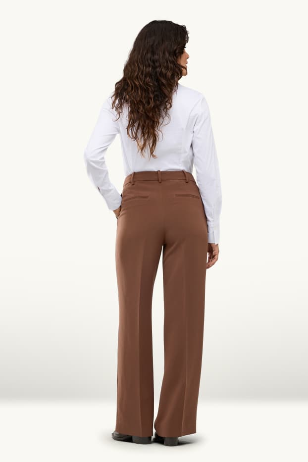 Femmes - Pantalon de bureau - high waist - straight fit - marron