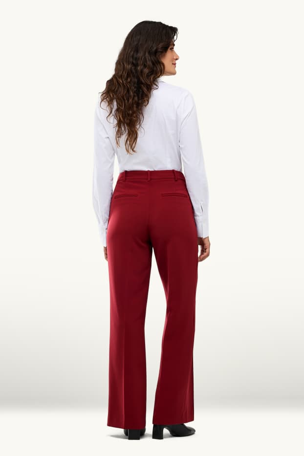 Femmes - Pantalon de bureau - high waist - straight fit - bordeaux