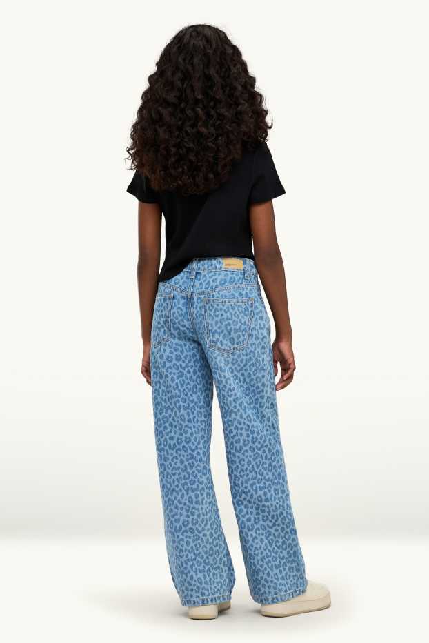 Děti - dívky - Wide leg jeans - se vzorem - džíny - modré