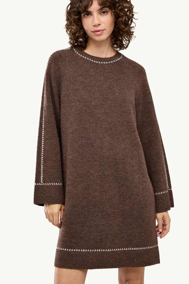 Damen - Strickkleid - Straight Fit - braun