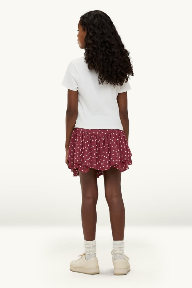 Children Girls - Skirt - polka dot - red