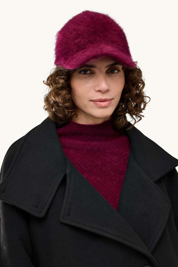 Femmes - Casquette en cachemire - bordeaux