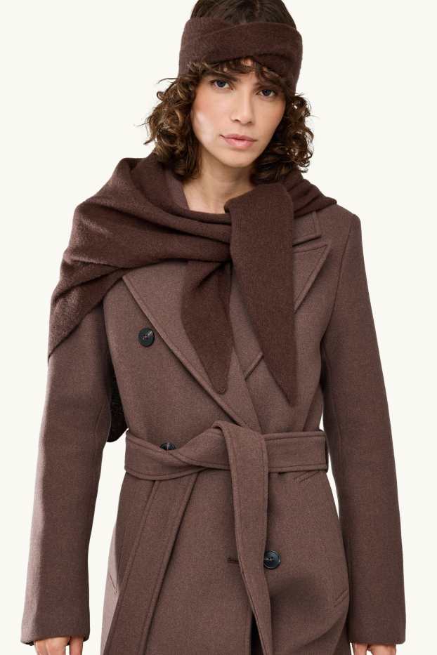 Women - Cashmere scarf - dark brown