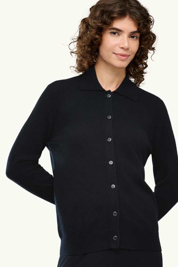 Damen - Kaschmir-Strickjacke - schwarz