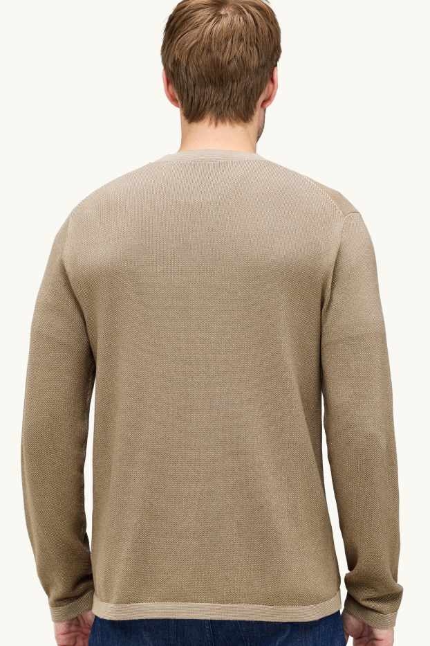 Men - Jumper - textured - beige