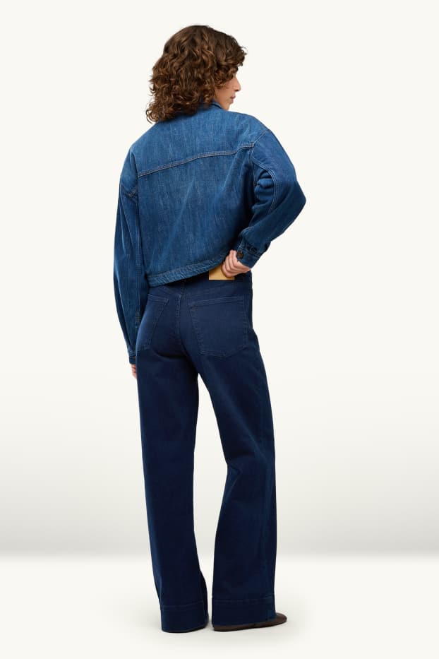 Damen - Wide Leg Jeans - Mid Waist - dunkeljeansblau