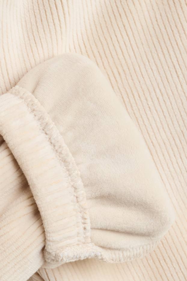 Neonati - Pantaloni sportivi termici per neonati - a coste - beige chiaro