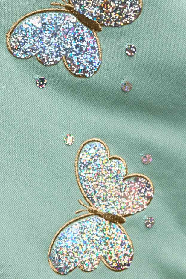 Kinder Mädchen - Schmetterling - Sweatshirt - Glanz-Effekt - grün