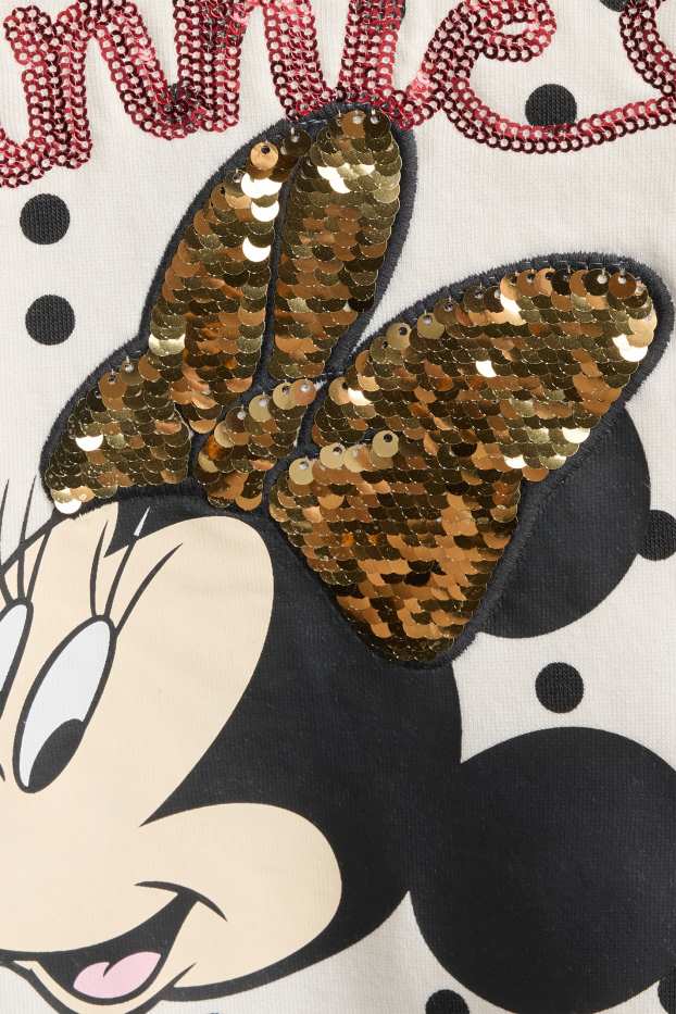 Bambine - Minnie - felpa - effetto brillante - pois - crema