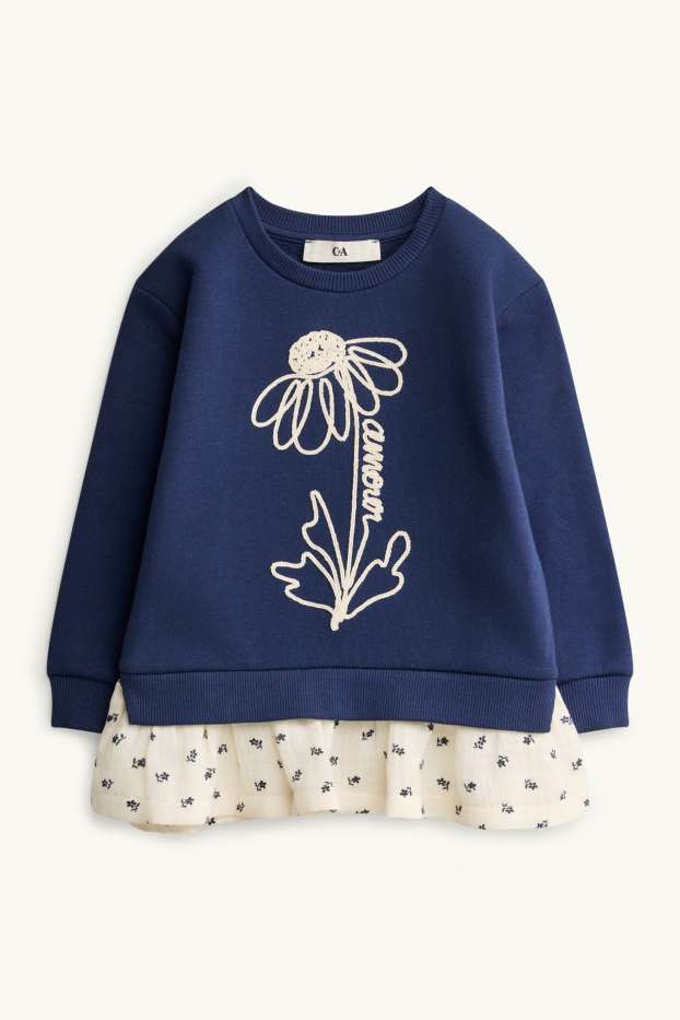 Enfants filles - Sweat - bleu foncé / blanc crème