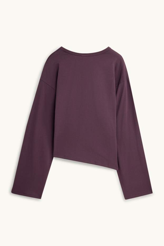Femei - Tricou cu mânecă lungă - slim fit - bordo