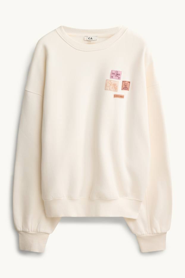 Damen - Oversized-Sweatshirt - cremeweiss