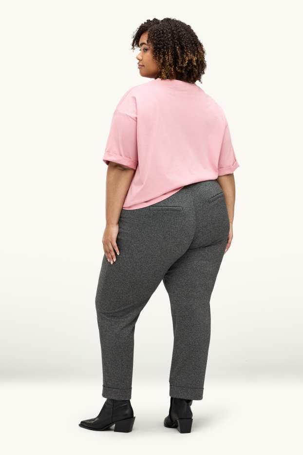 Donna - Pantaloni di jersey - vita media - tapered fit - grigio scuro