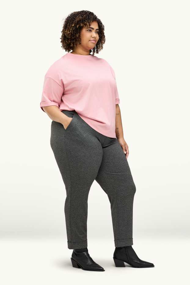 Donna - Pantaloni di jersey - vita media - tapered fit - grigio scuro