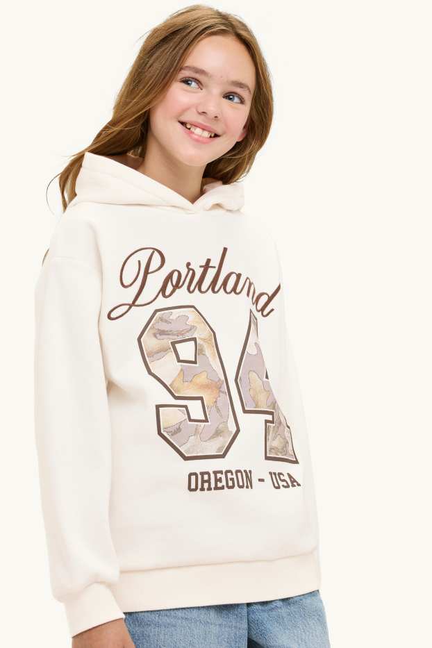 Enfants filles - Portland - sweat à capuche - marron / blanc crème