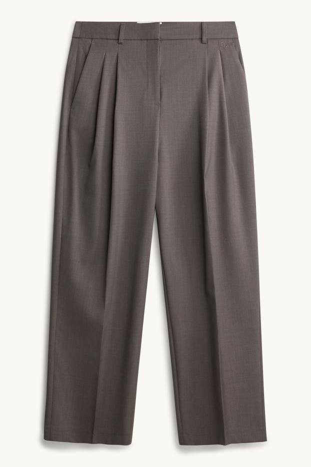 Dames - Pantalon - high waist - tapered fit - grijs