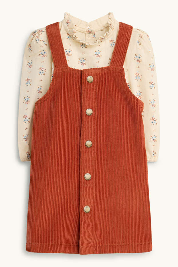 Neonate - Completo per neonate - 2 pezzi - arancione / beige