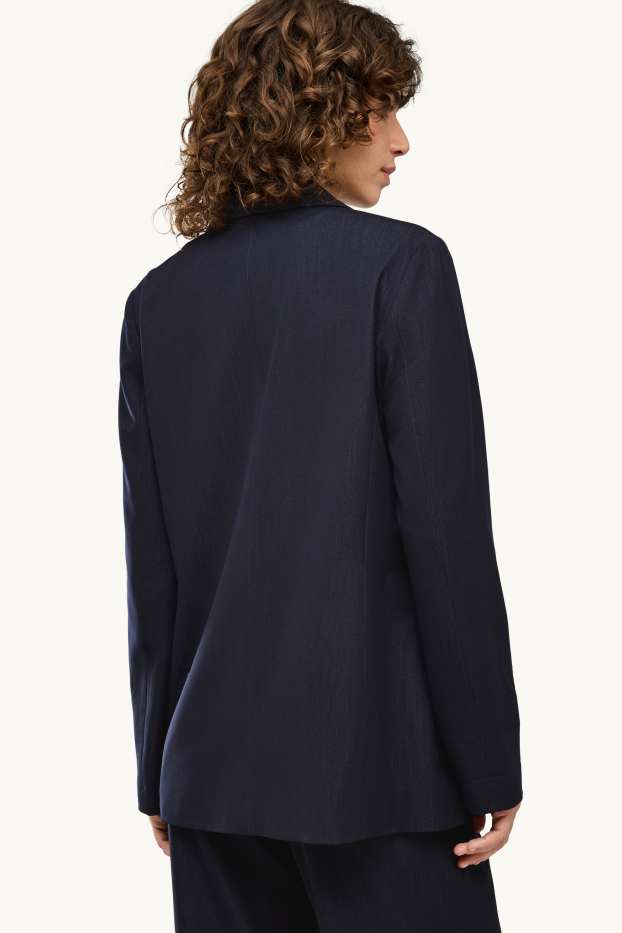 Femmes - Blazer long - relaxed fit - bleu foncé