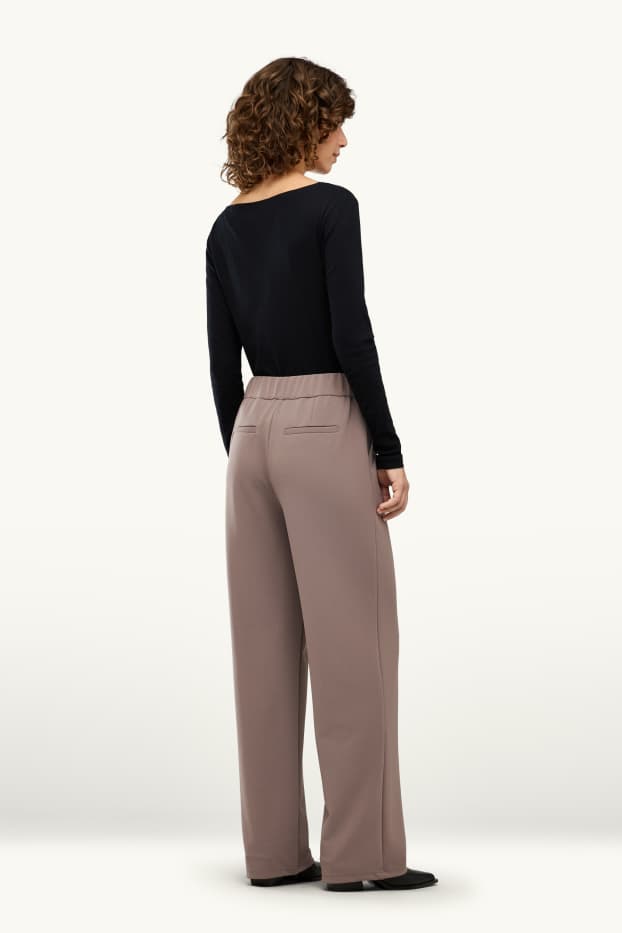 Damen - Business-Hose - Mid Waist - Wide Leg - braun