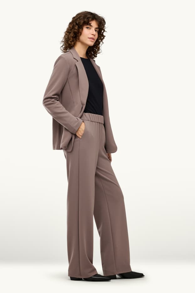 Damen - Business-Hose - Mid Waist - Wide Leg - braun