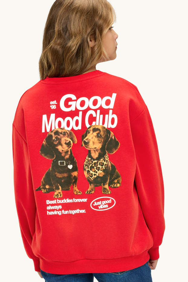 Kinderen: meisjes - Teckel - sweatshirt - rood / wit