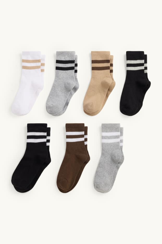 Bambini - Confezione da 7 - calze da tennis - marrone / bianco crema