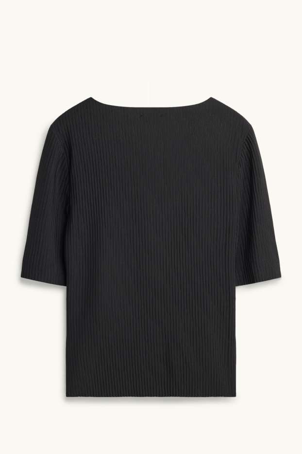 Donna - T-shirt - regular fit - a coste - nero