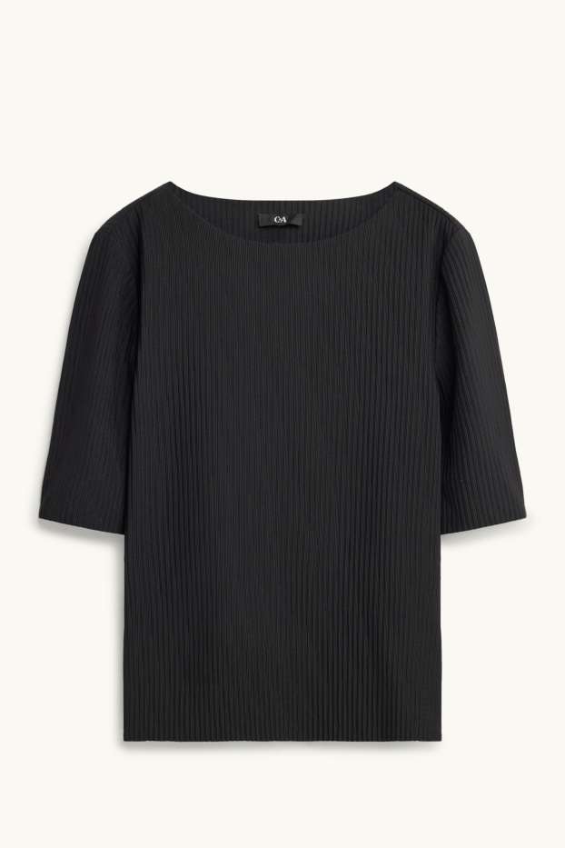 Donna - T-shirt - regular fit - a coste - nero