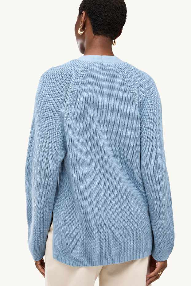 Donna - Cardigan - a coste - blu