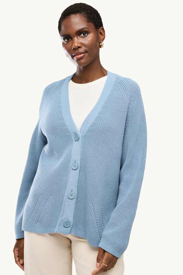 Donna - Cardigan - a coste - blu