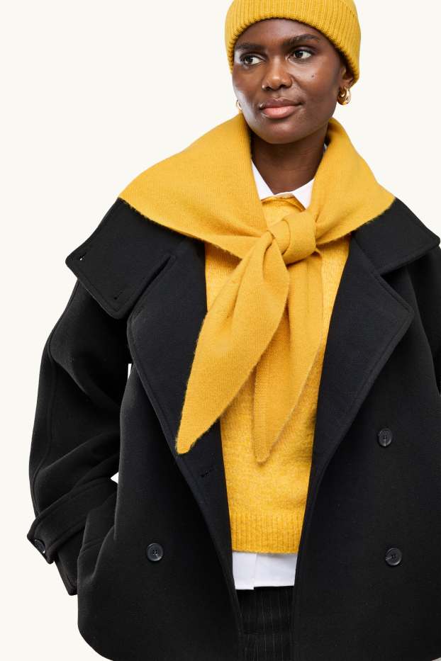 Women - Cashmere scarf - mustard yellow