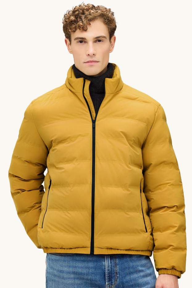 Hommes - Doudoune de sport - doublée - finition déperlante - jaune moutarde