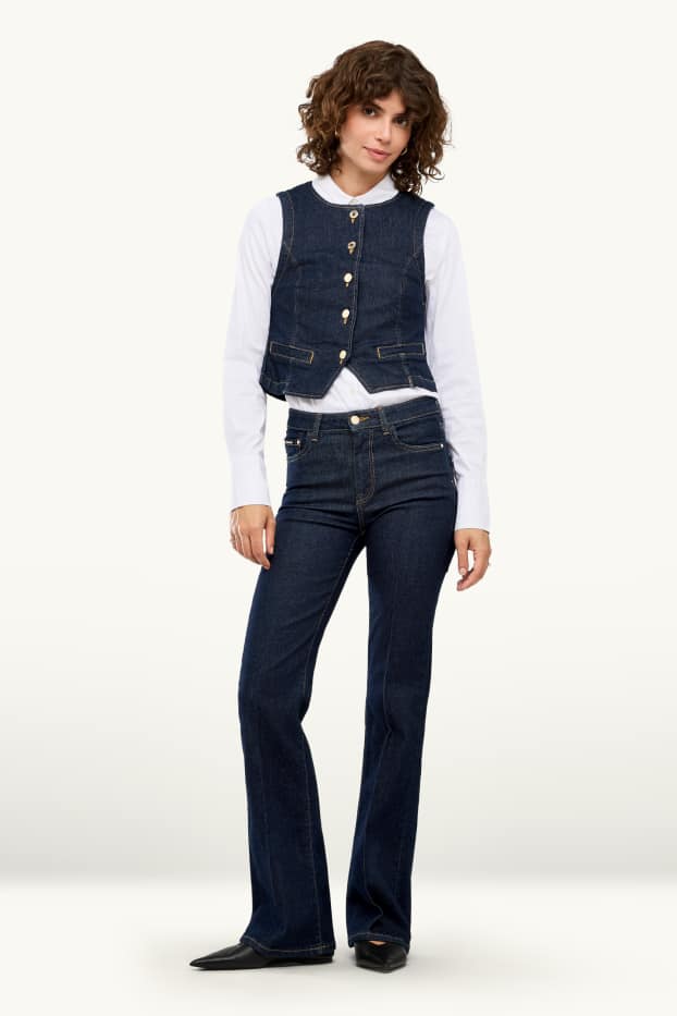 Dona - Flared jeans - mid waist - LYCRA® - texà blau fosc