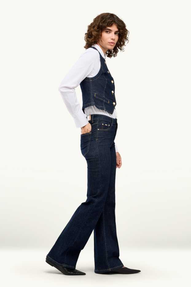 Dona - Flared jeans - mid waist - LYCRA® - texà blau fosc