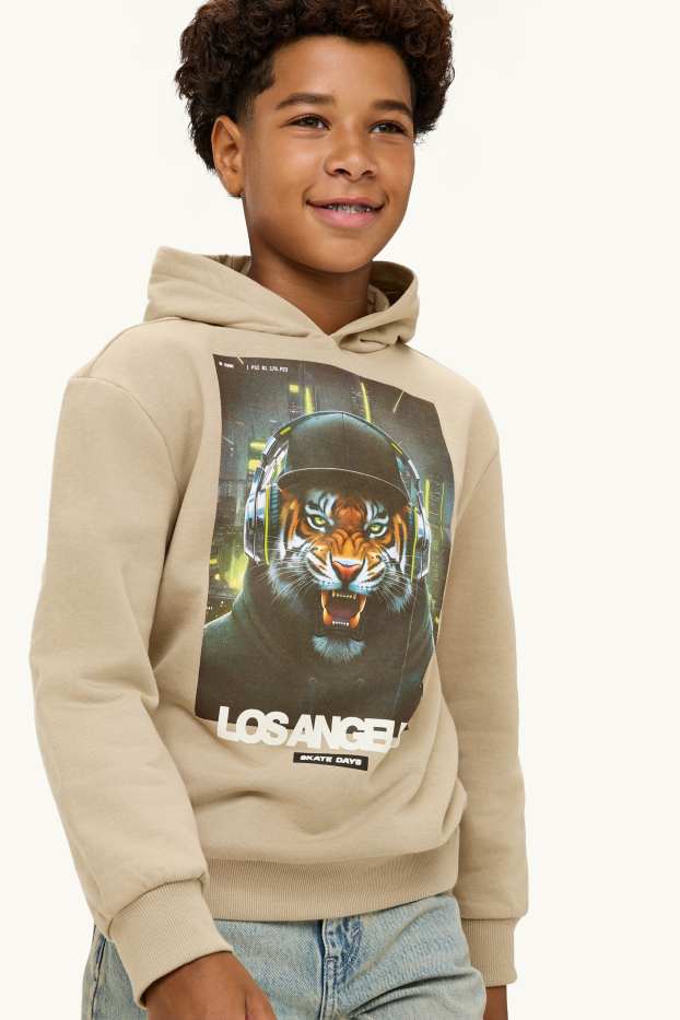 Enfants garçons - Lot de 2 - tigre et écouteurs - sweat à capuche et sweat - noir / beige