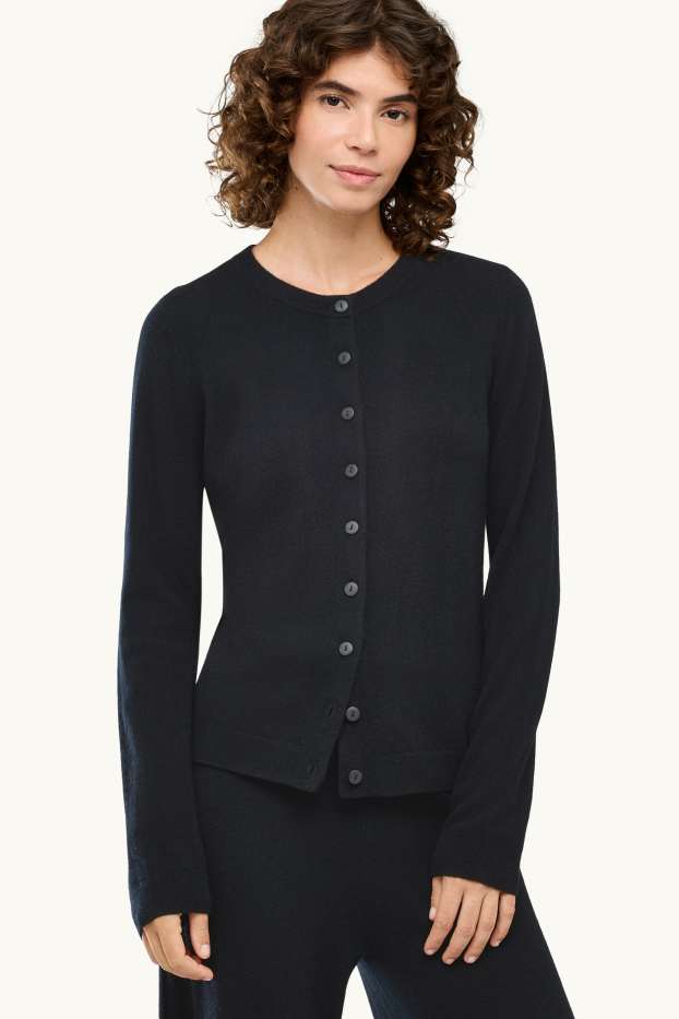Dames - Gebreid vest van kasjmier - zwart