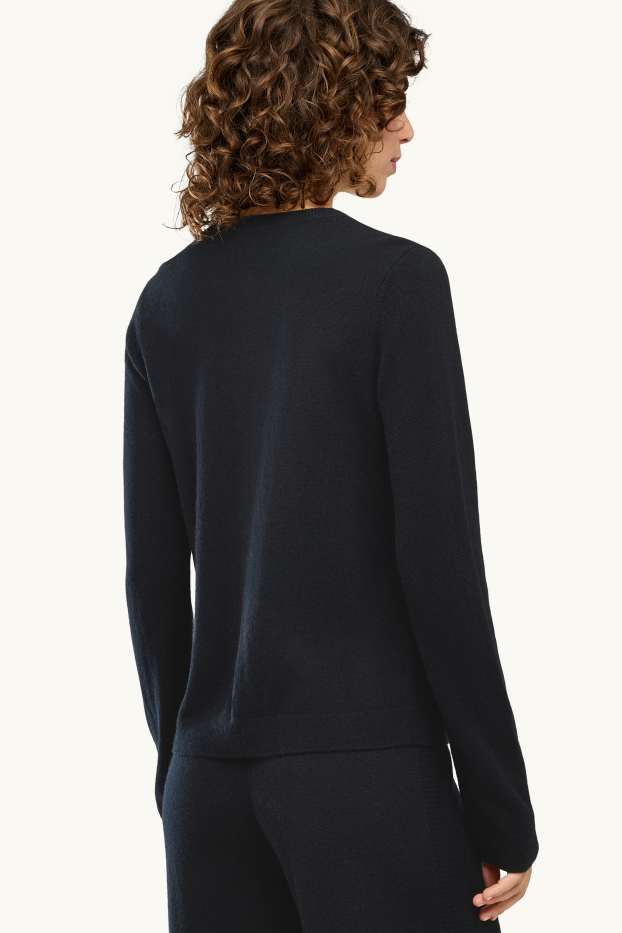Dames - Gebreid vest van kasjmier - zwart