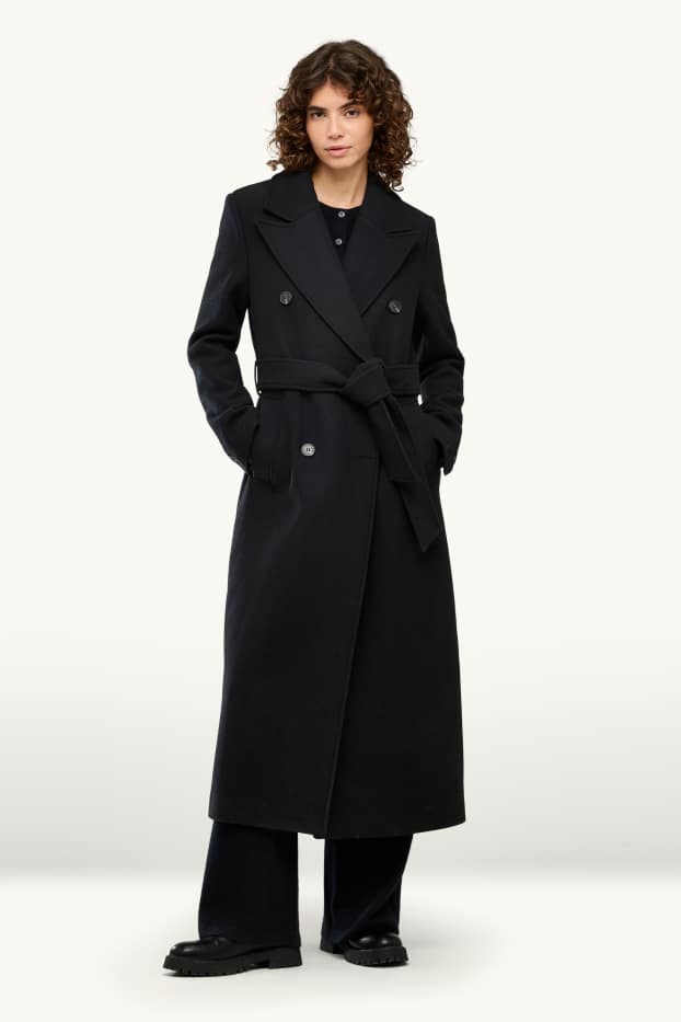 Femmes - Manteau - laine mélangée - noir