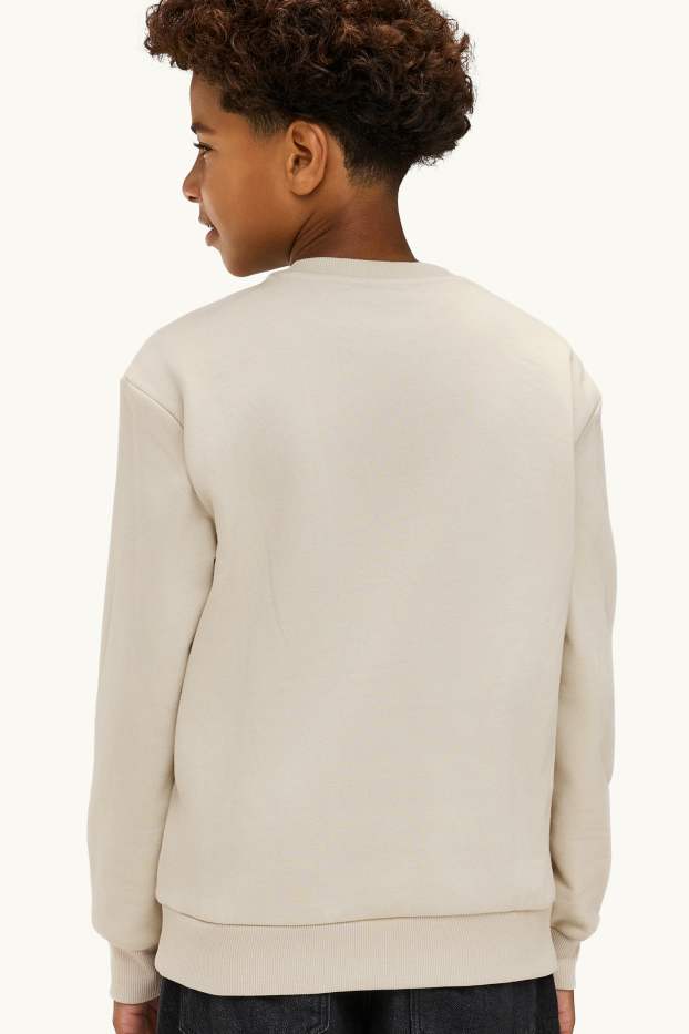 Kinderen: jongens - Set van 2 - schorpioen, wolf - hoodie en sweatshirt - bruin / crème wit