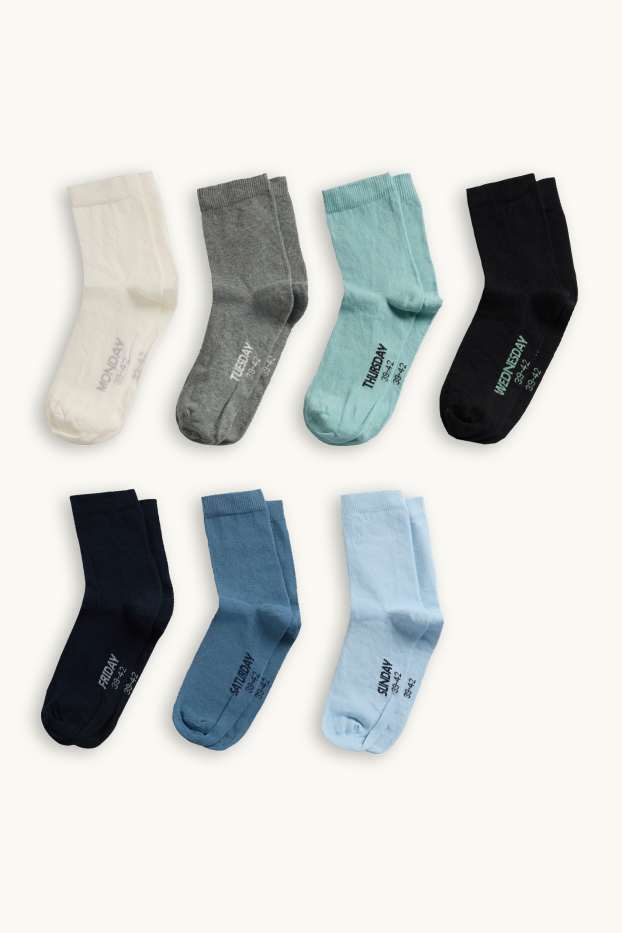Femmes - Lot de 7 paires - chaussettes - bleu / gris