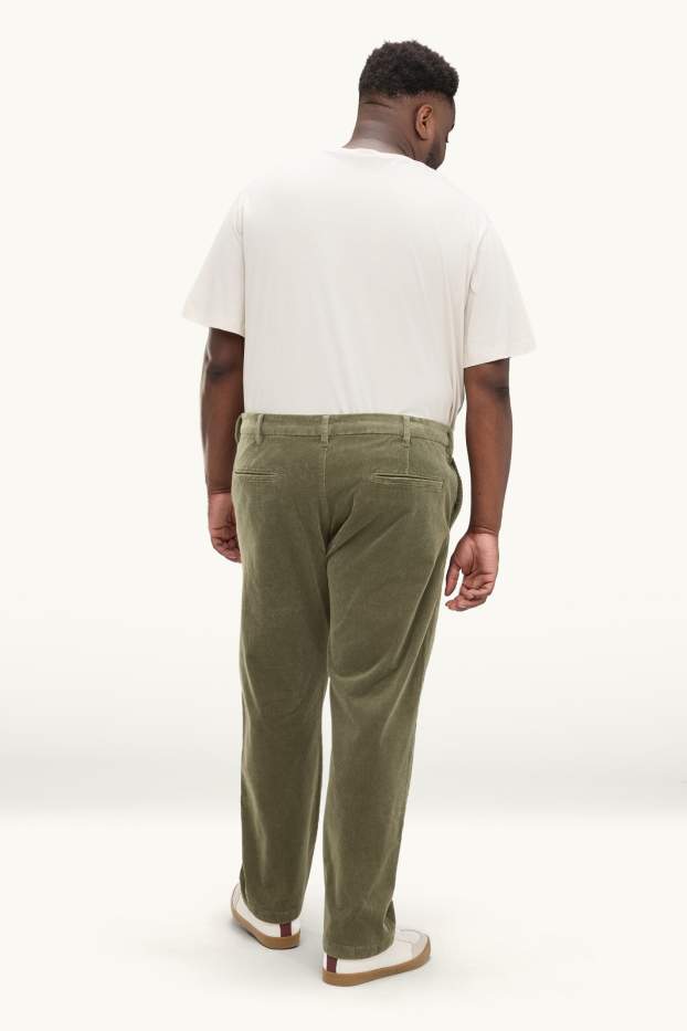 Hommes - Chino en velours côtelé - regular fit - vert foncé